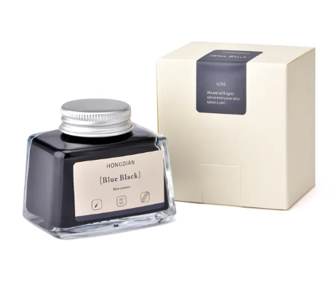 HONGDIAN Blue Black 60 ml Non Carbon Fountain Pen Ink Bottle with Ink Bottle  Box 