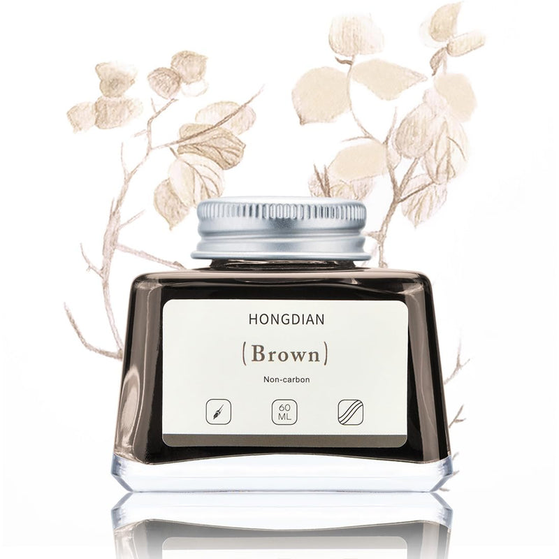 HONGDIAN brown 60 ml Non Carbon Fountain Pen Ink Bottle with Brown Floral Background