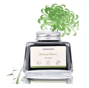 HONGDIAN Green Olive 60 ml Non Carbon Fountain Pen Ink Bottle with Green Olive Floral Background