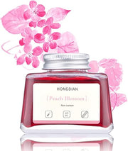 HONGDIAN Peach Blossom 60 ml Non Carbon Fountain Pen Ink Bottle with Peach Blossom Floral Background