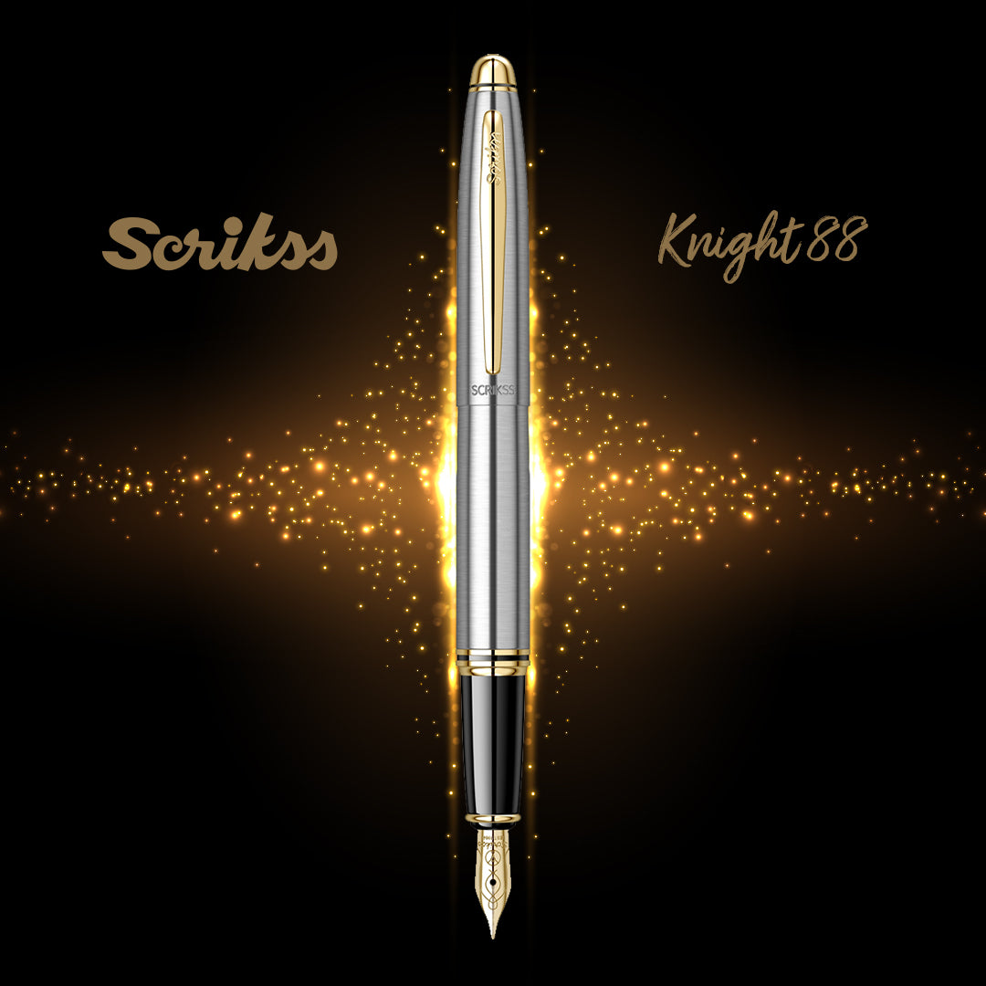 SCRIKSS | Fountain Pen | KNIGHT 88 | GOLD CHROME | Stainless Steel