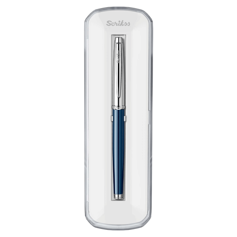 SCRIKSS, Rollerball Pen - METROPOLIS 800 CHROME NAVY BLUE CT.