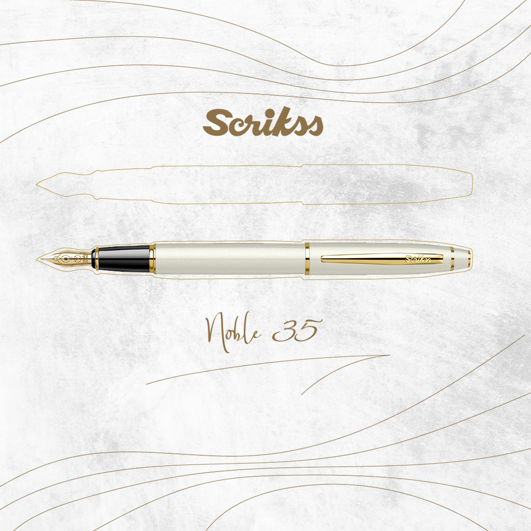 SCRIKSS | Fountain Pen | NOBLE 35 PEARL | WHITE GT | BRASS