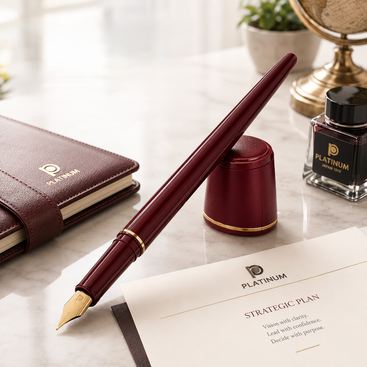 PLATINUM | Desk Fountain Pen - RED.