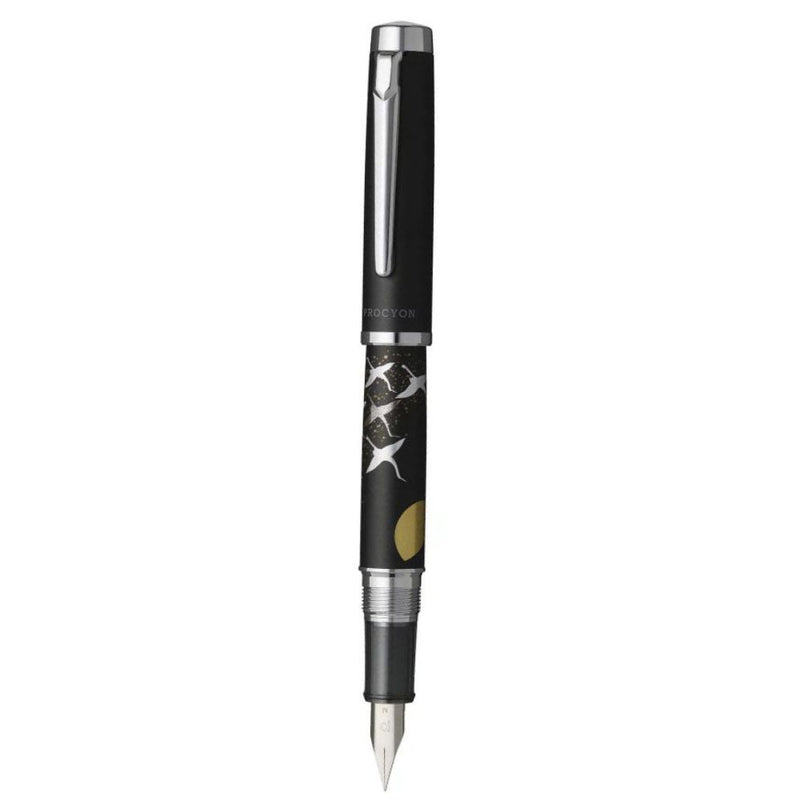 PLATINUM, Fountain Pen - PROCYON LUSTER Modern Maki-e Cranes over moon.