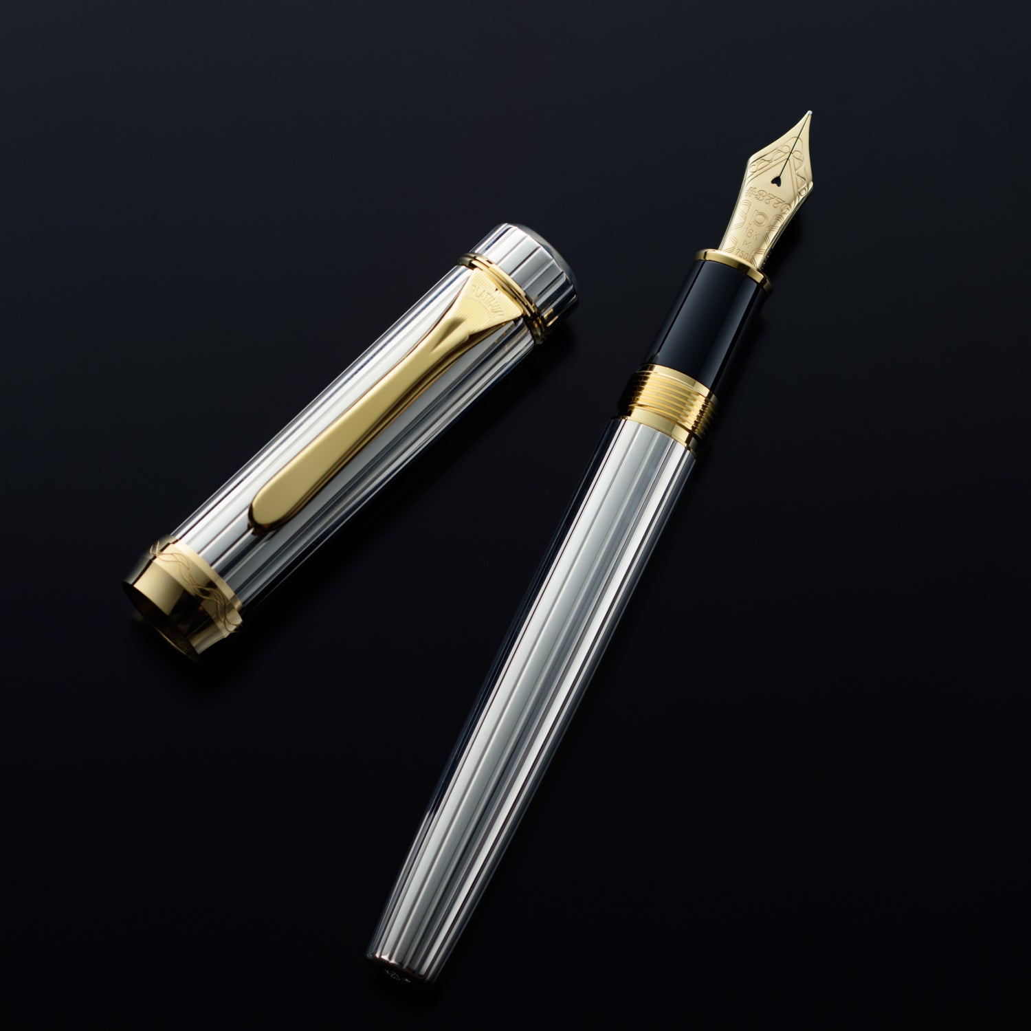 PLATINUM |  Fountain Pen | PIN STRIPE STERLING SILVER | Nib Material 18K Gold