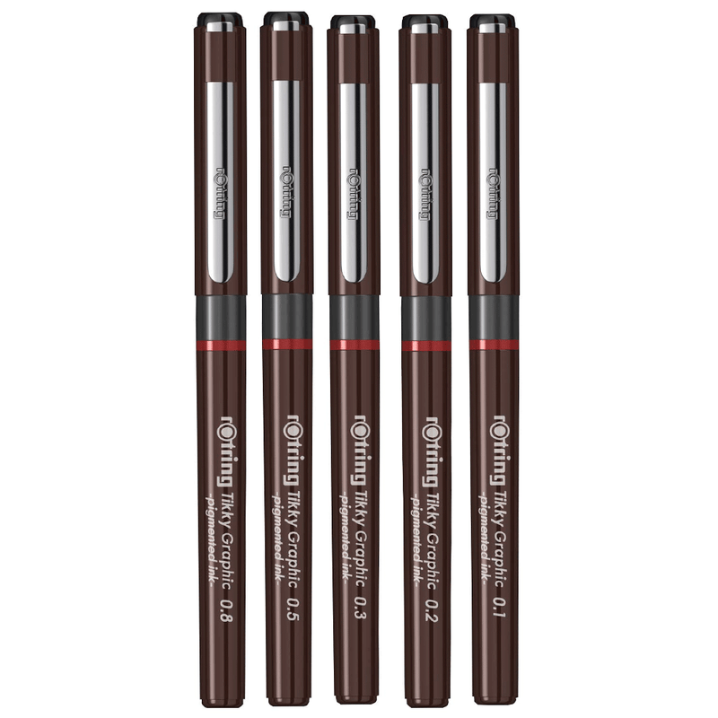 ROTRING, Pigment Liner Set 5 (0.1 + 0.2 + 0.3 + 0.5 + 0.8).