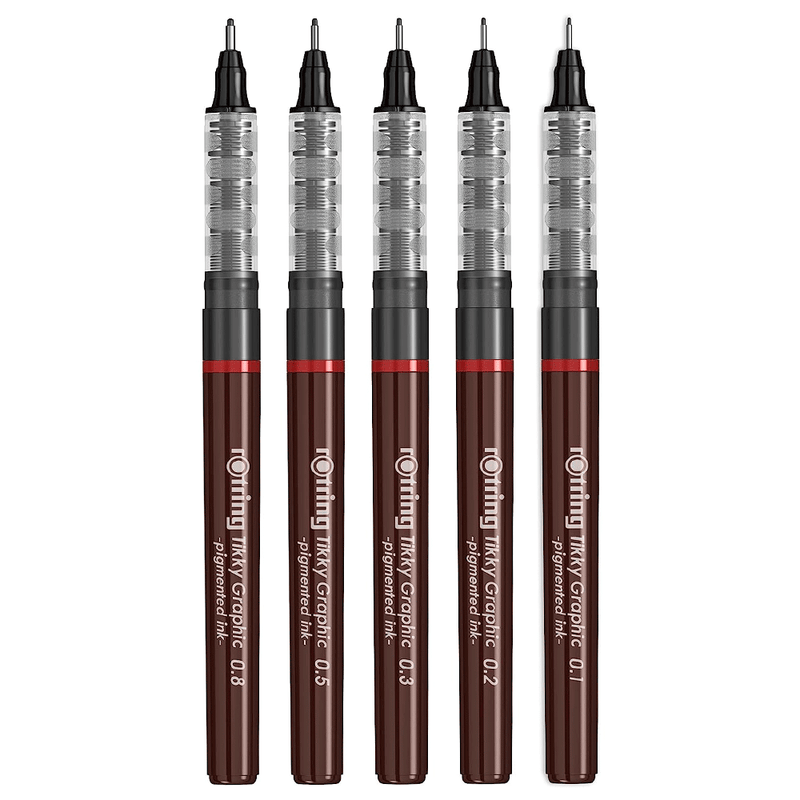 ROTRING, Pigment Liner Set 5 (0.1 + 0.2 + 0.3 + 0.5 + 0.8).