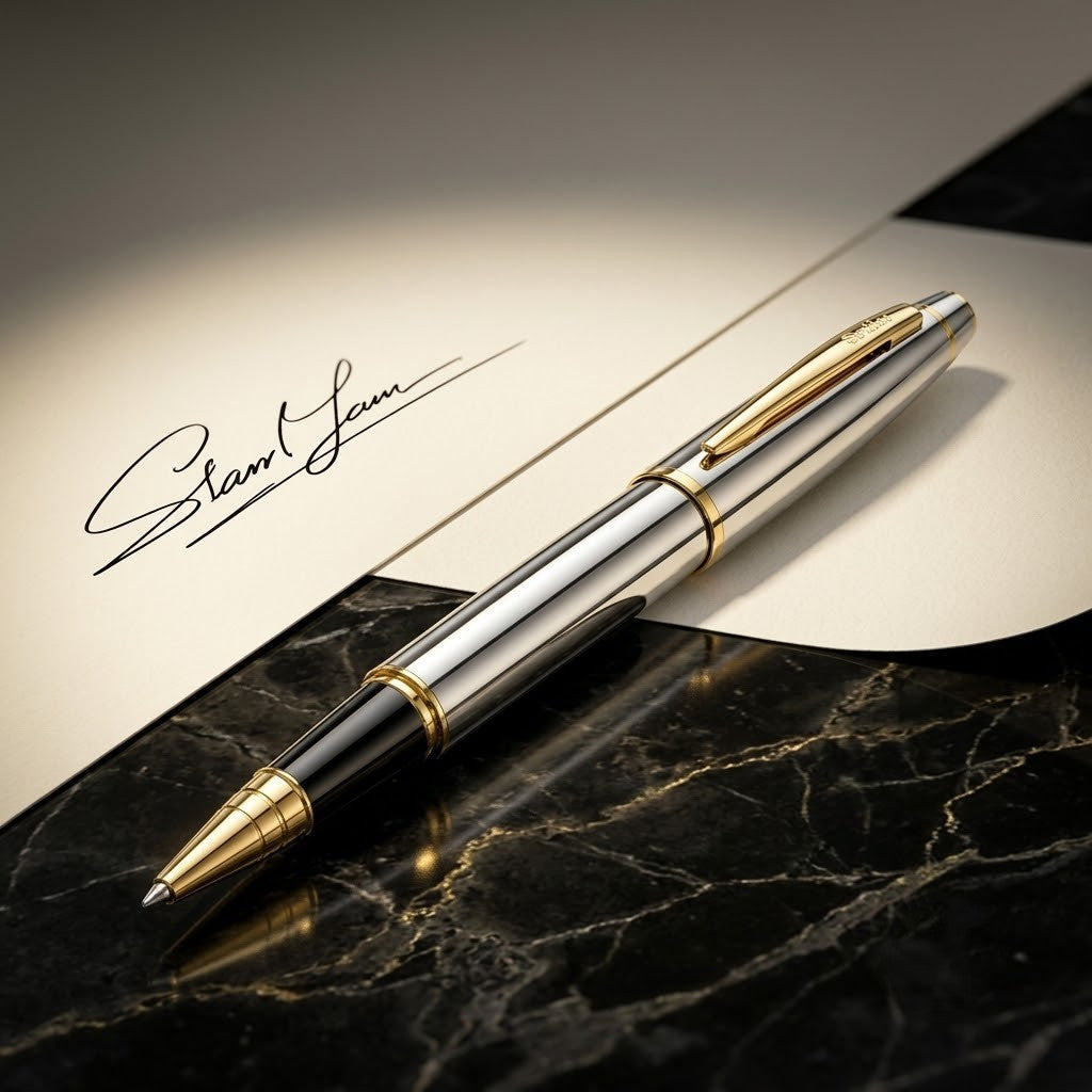 SCRIKSS | NOBLE 35 Roller Pen - GOLD CHROME.