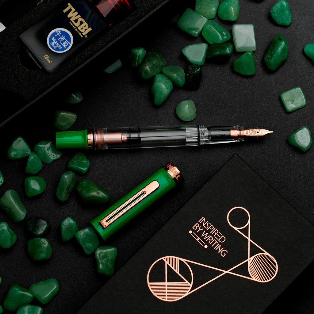 TWSBI, Fountain Pen Set - ECO T ROYAL JADE ROSEGOLD With MIDNIGHT