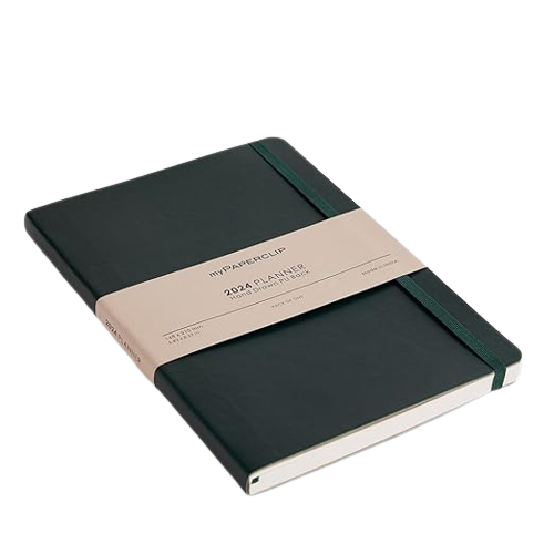 myPAPERCLIP, Weekly Planner - R2 192 Pages PU Green Year 2024.