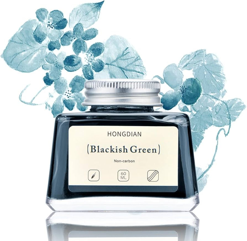 HONGDIAN, Ink Bottle - Non Carbon | BLACKISH GREEN | 60 mL.