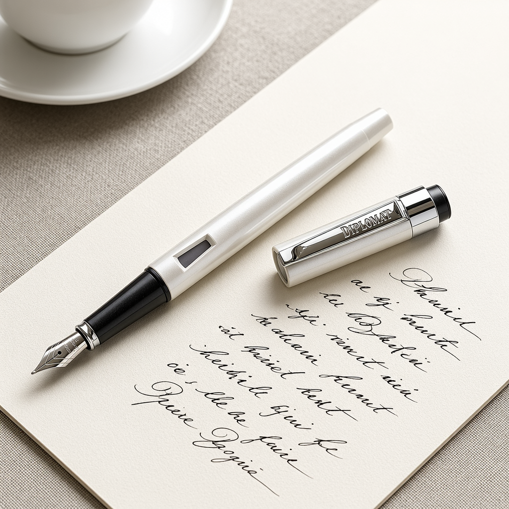 DIPLOMAT | FOUNTAIN PEN | MAGNUM | PEARL WHITE