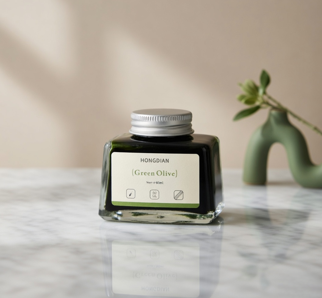 HONGDIAN, Ink Bottle - GREEN OLIVE 60 mL.