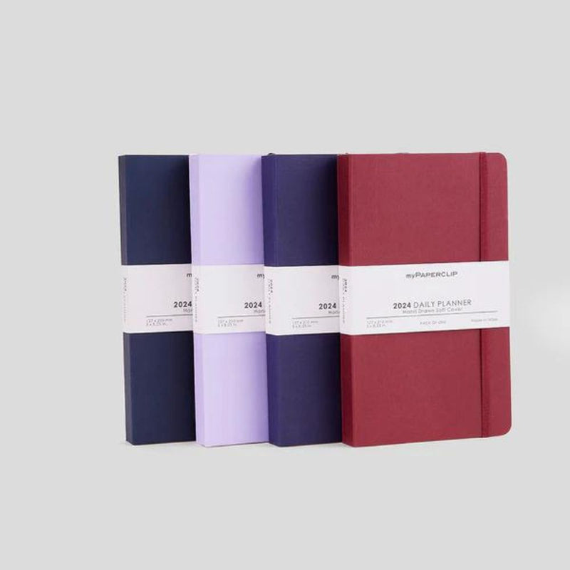 myPAPERCLIP, Daily Planner - M1 384 Pages Claret Year 2024.