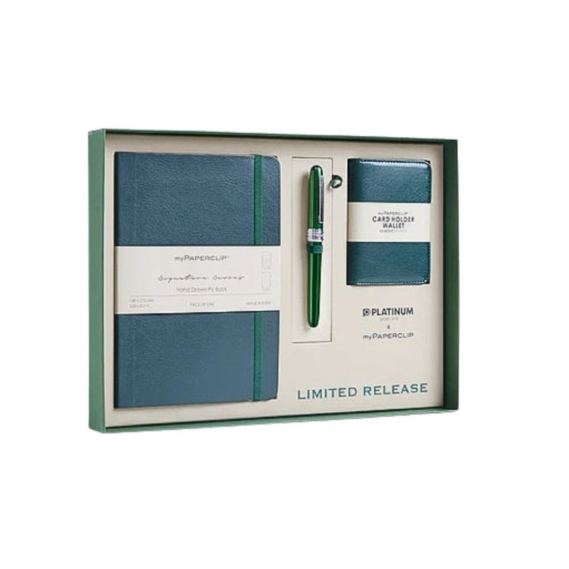 myPAPERCLIP, Gift Set - F1 SIGNATURE Series NOTEBOOK PLAISIR & CARD HOLDER WALLET GREEN.