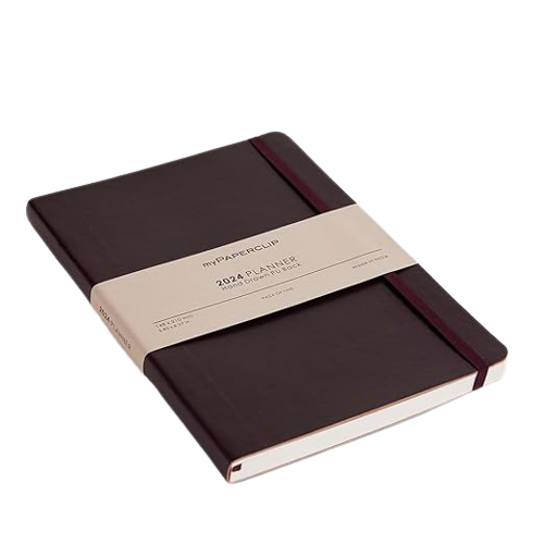 myPAPERCLIP, Weekly Planner - R2 192 Pages PU Brown Year 2024.