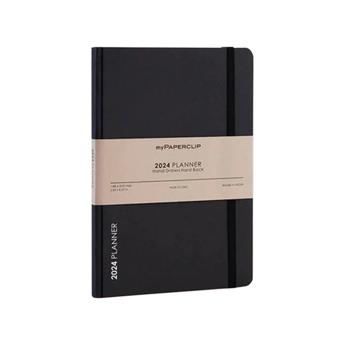 myPAPERCLIP, Weekly Planner - D2 192 Pages BLACK Spine Year 2024.