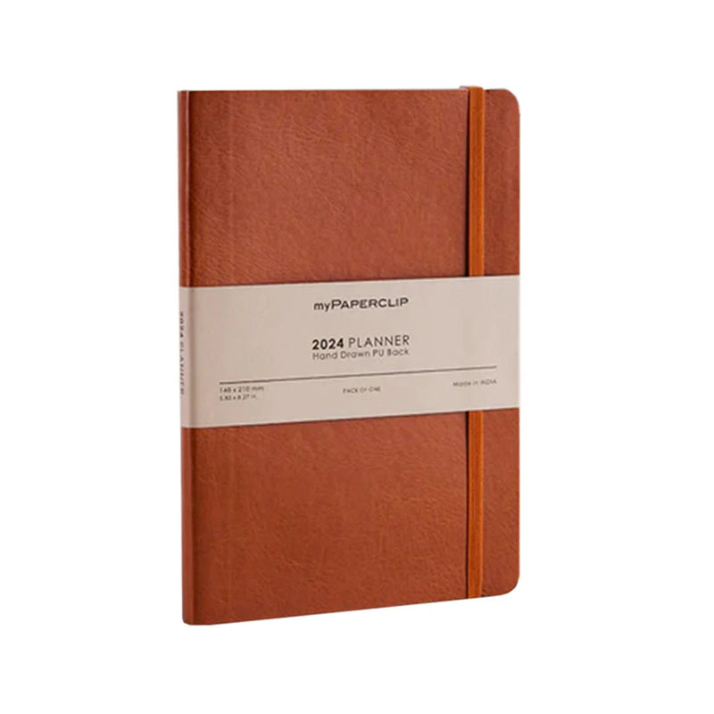 myPAPERCLIP, Weekly Planner - R2 192 Pages  PU Tan  Year 2024.