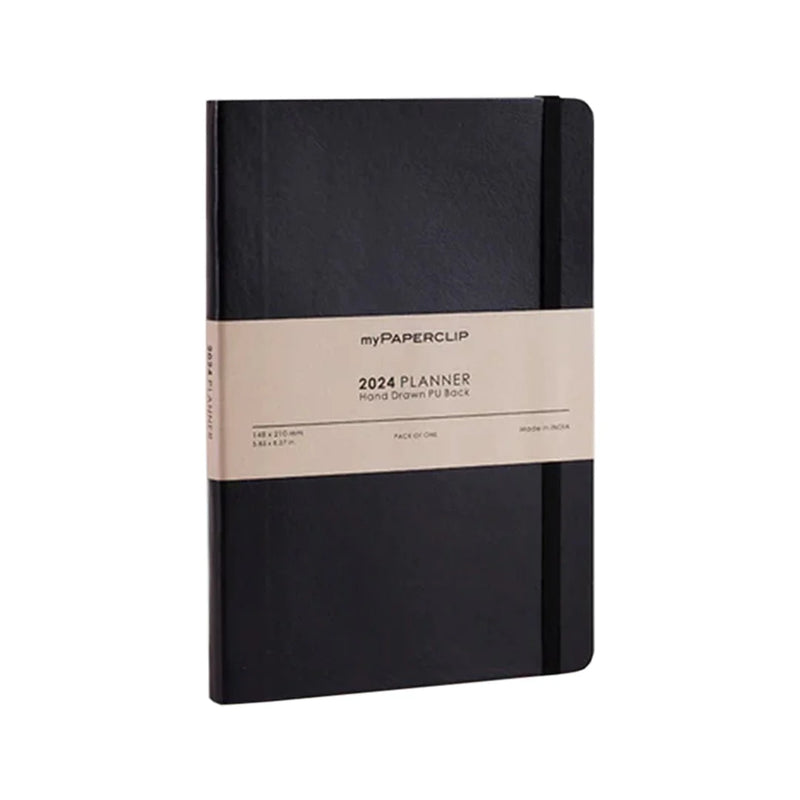 myPAPERCLIP, Weekly Planner - R2 192 Pages PU Black Year 2024.