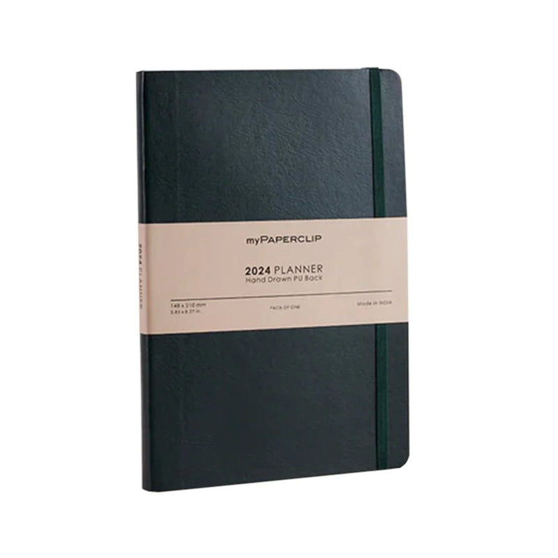myPAPERCLIP, Weekly Planner - R2 192 Pages PU Green Year 2024.