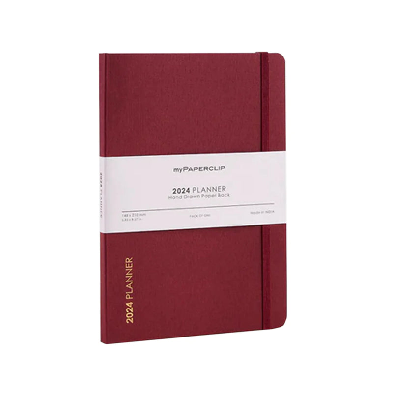 myPAPERCLIP, Weekly Planner - D1 192 Pages Claret Year 2024.