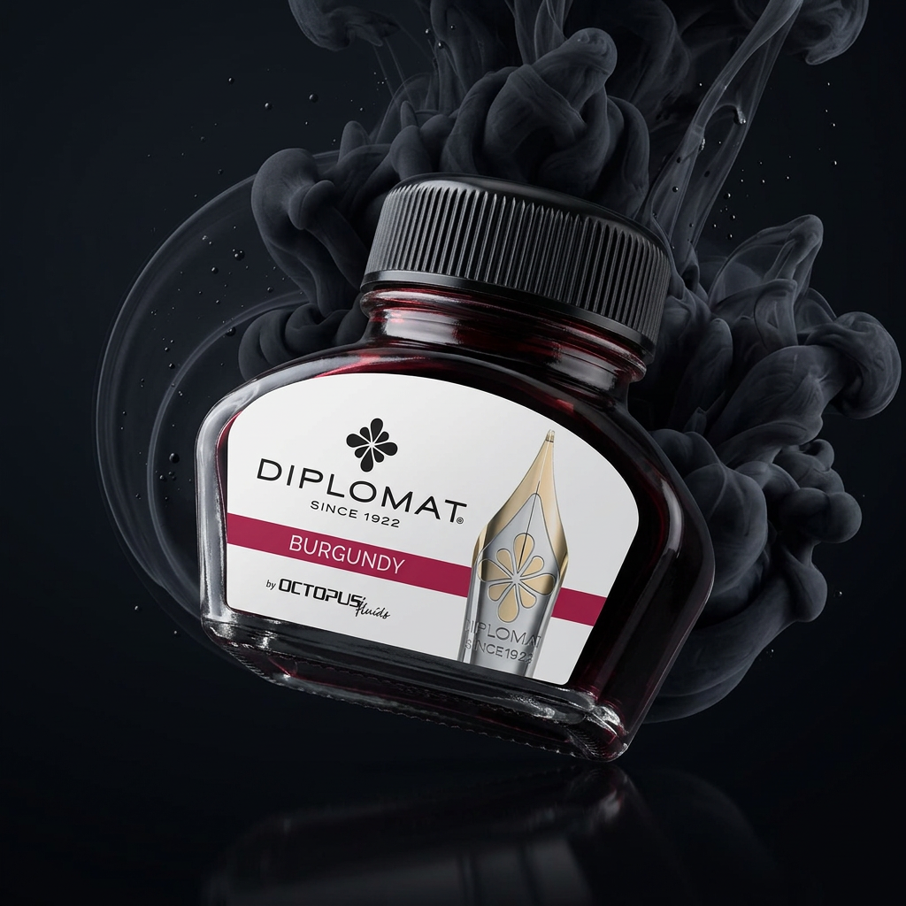 DIPLOMAT, Ink Bottle - OCTOPUS BURGUNDY (30mL).