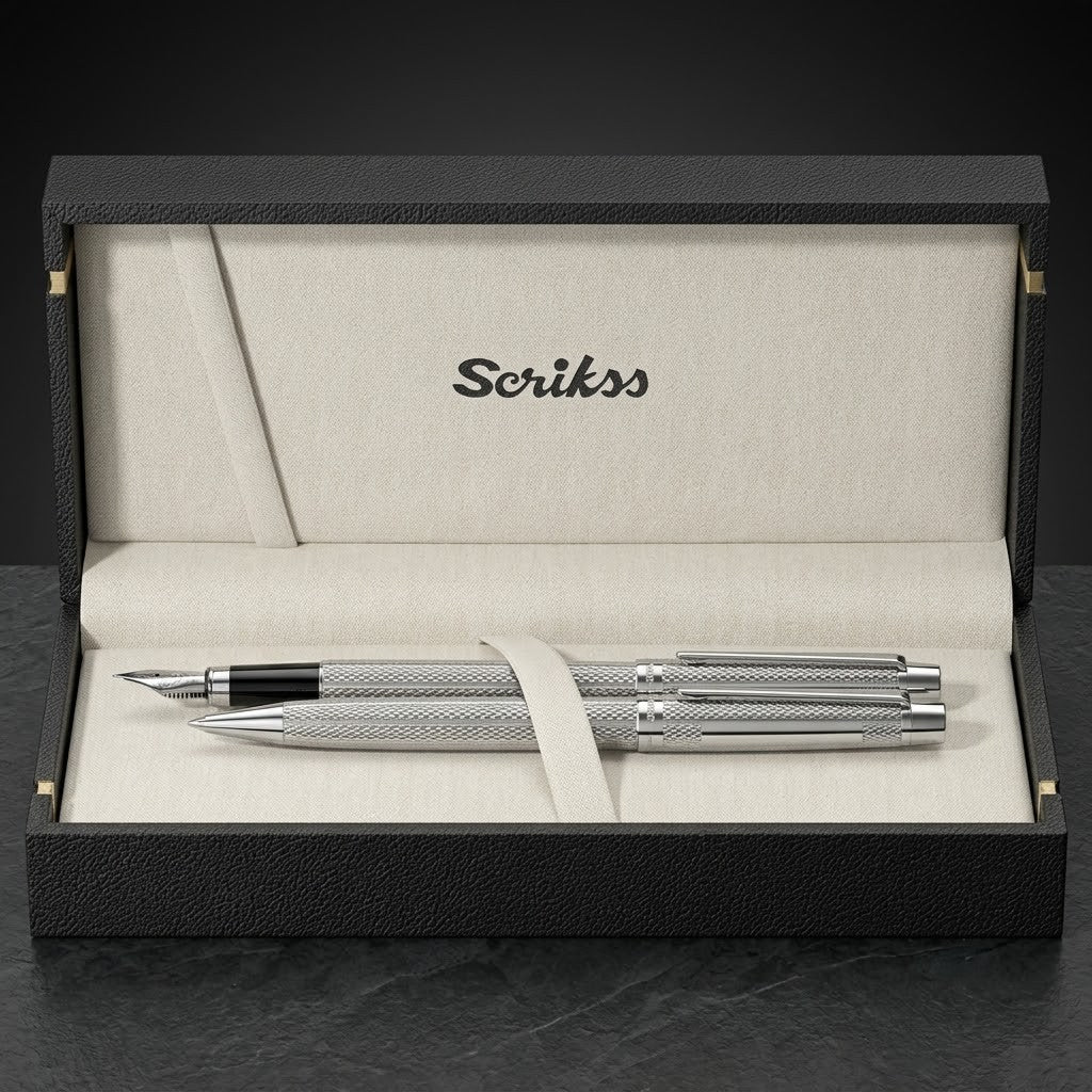 SCRIKSS | VENUS 722 CHROME CT - Fountain & Ballpoint Pen Set.
