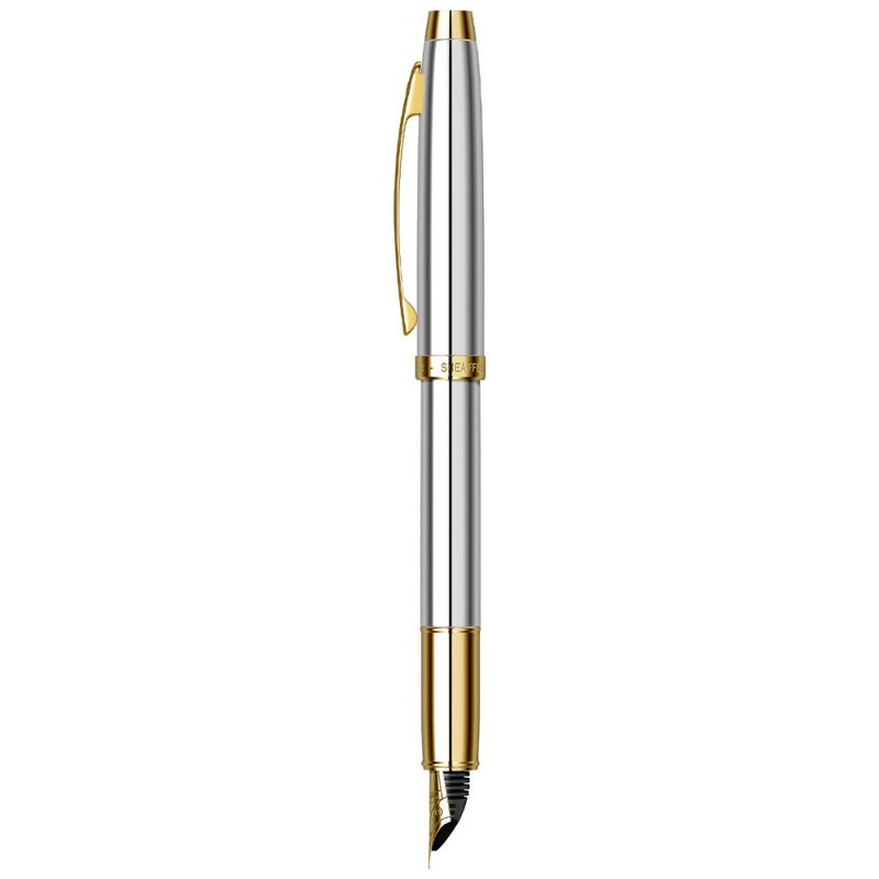 SHEAFFER, Fountain Pen - 100 GLOSSY CHROME WITH GOLD TONE.