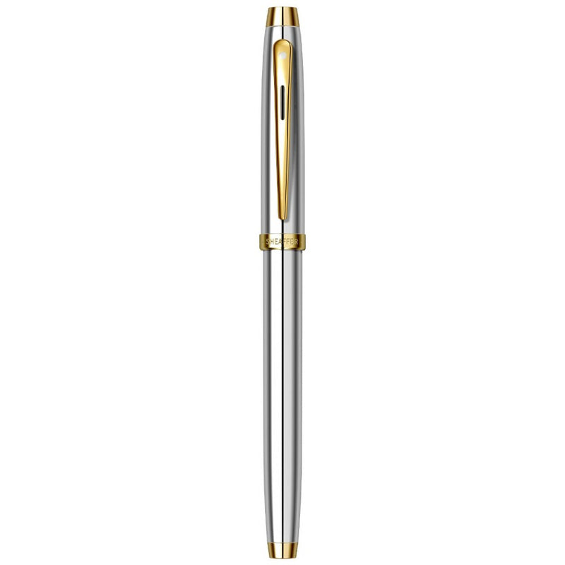 SHEAFFER, Fountain Pen - 100 GLOSSY CHROME WITH GOLD TONE.