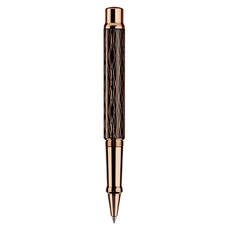 OTTO HUTT, Roller pen - DESIGN 04 Wave Pattern Black Rose gold 1