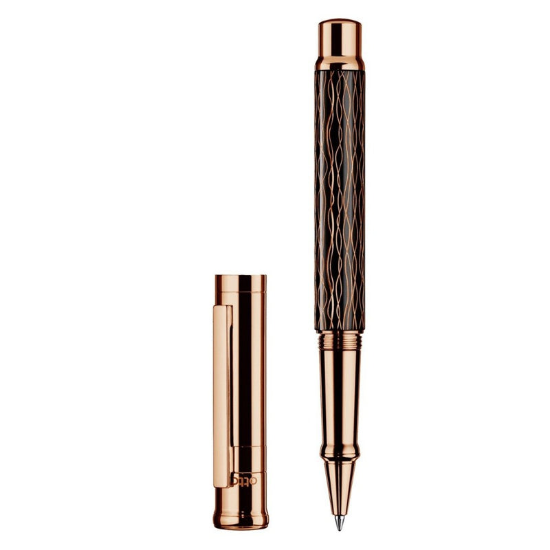 OTTO HUTT, Roller pen - DESIGN 04 Wave Pattern Black Rose gold 3