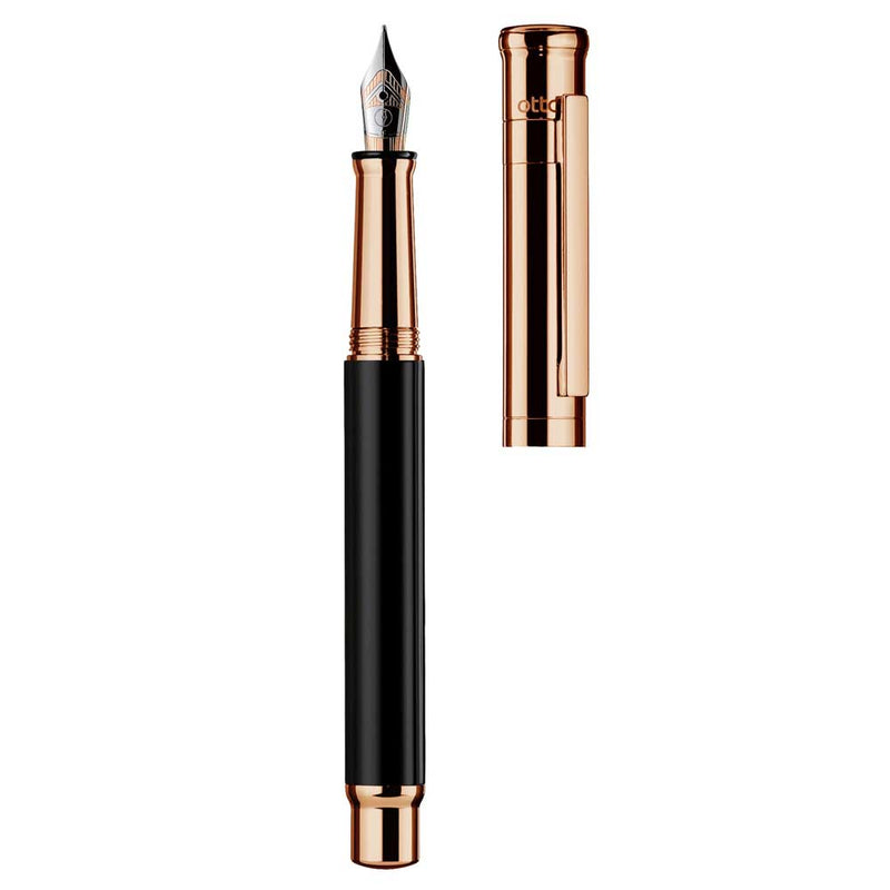 OTTO HUTT, Fountain pen - DESIGN 04 BLACK ROSE GOLD.