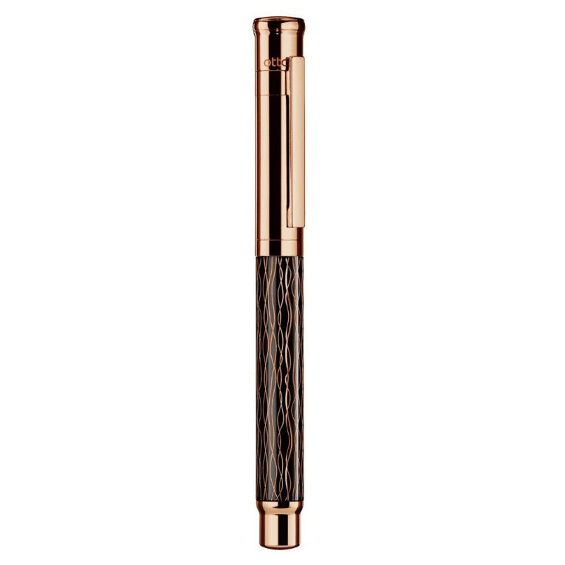 OTTO HUTT, Fountain pen - DESIGN 04 WAVE PATTERN BLACK ROSE GOLD.