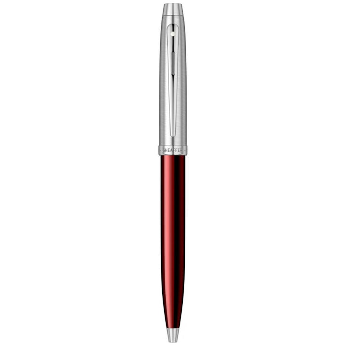 SHEAFFER, Ballpoint Pen - 100 TRANSLUCENT RED & BRUSHED CHROME NT 