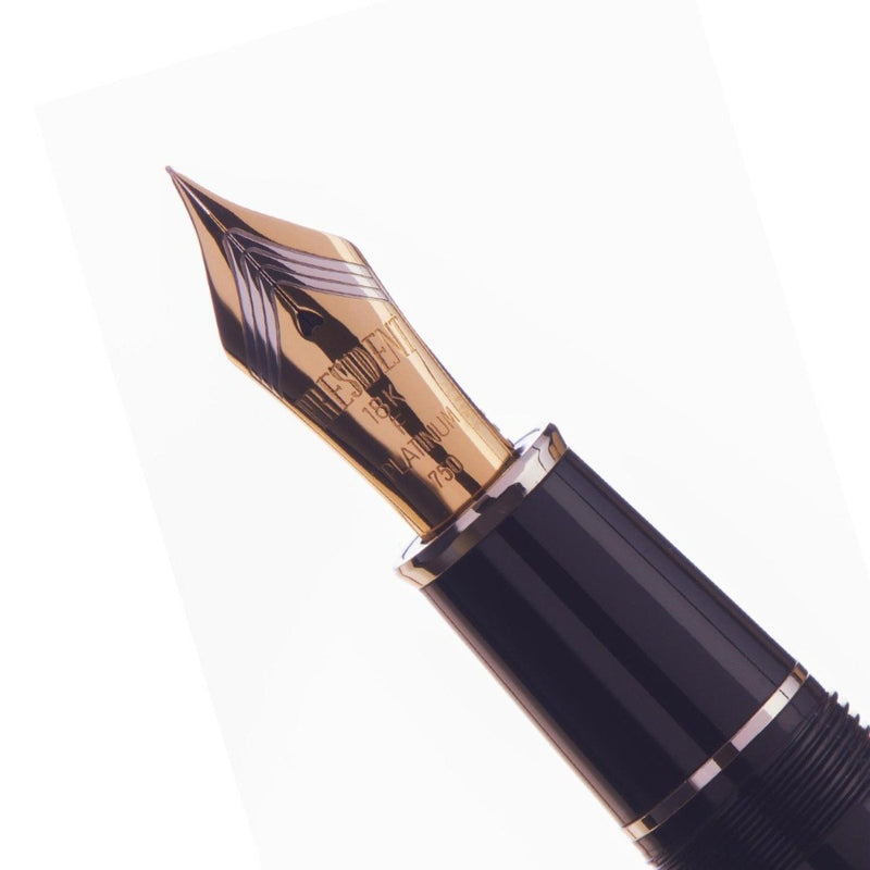 PLATINUM, Fountain Pen - PRESIDENT SILVER TRIM BLACK 7