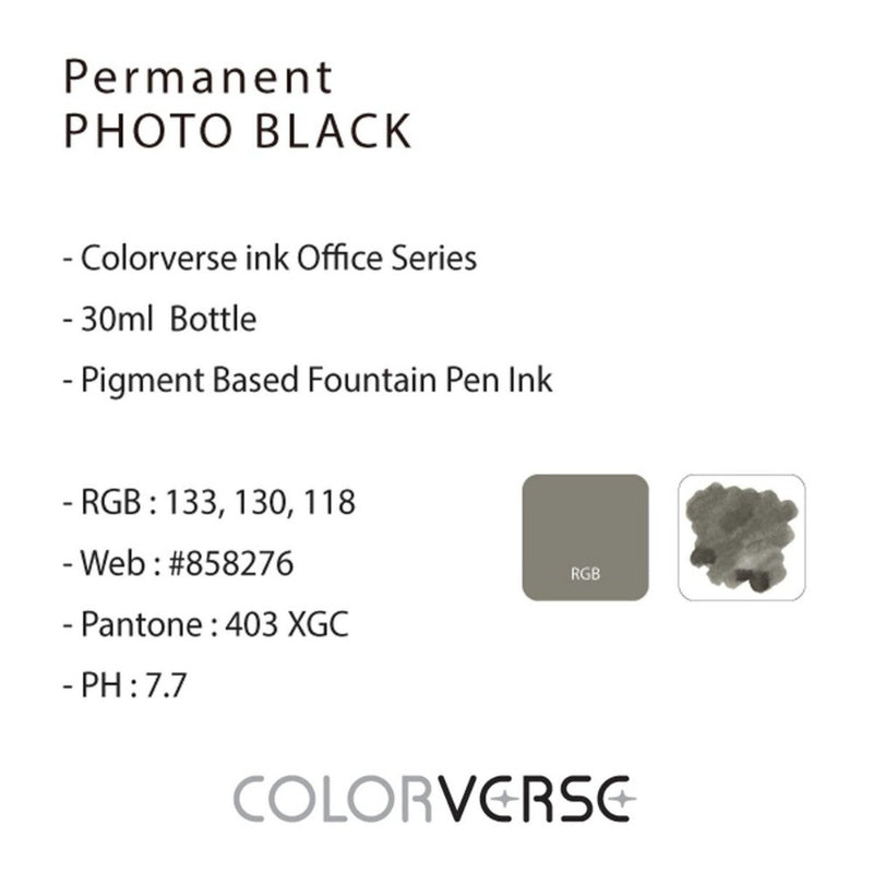 COLORVERSE, Ink Bottle - OFFICE Series PERMANENT PHOTO BLACK (30ml) 
