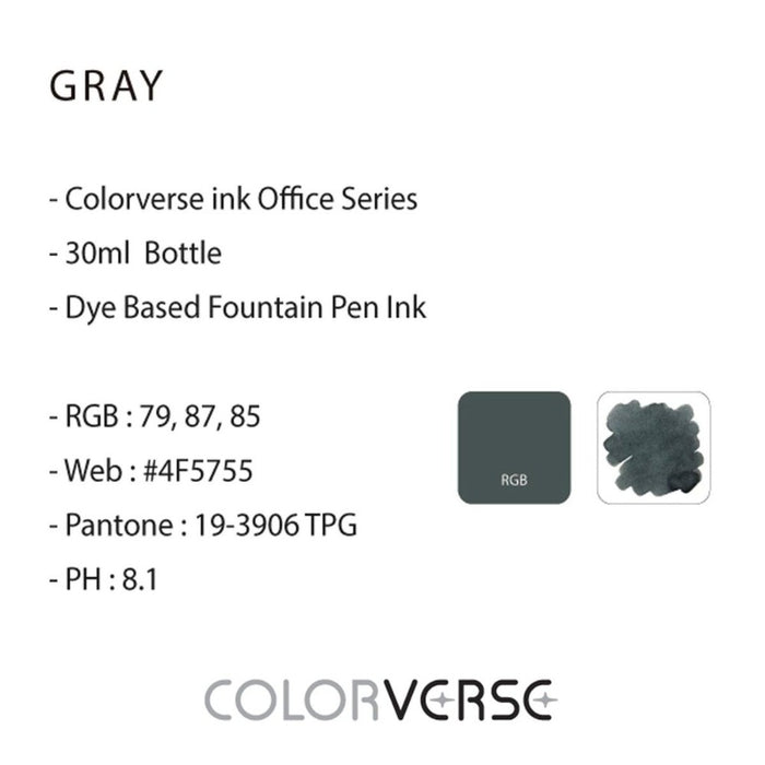 COLORVERSE, Ink Bottle - OFFICE Series GRAY (30ml) 2