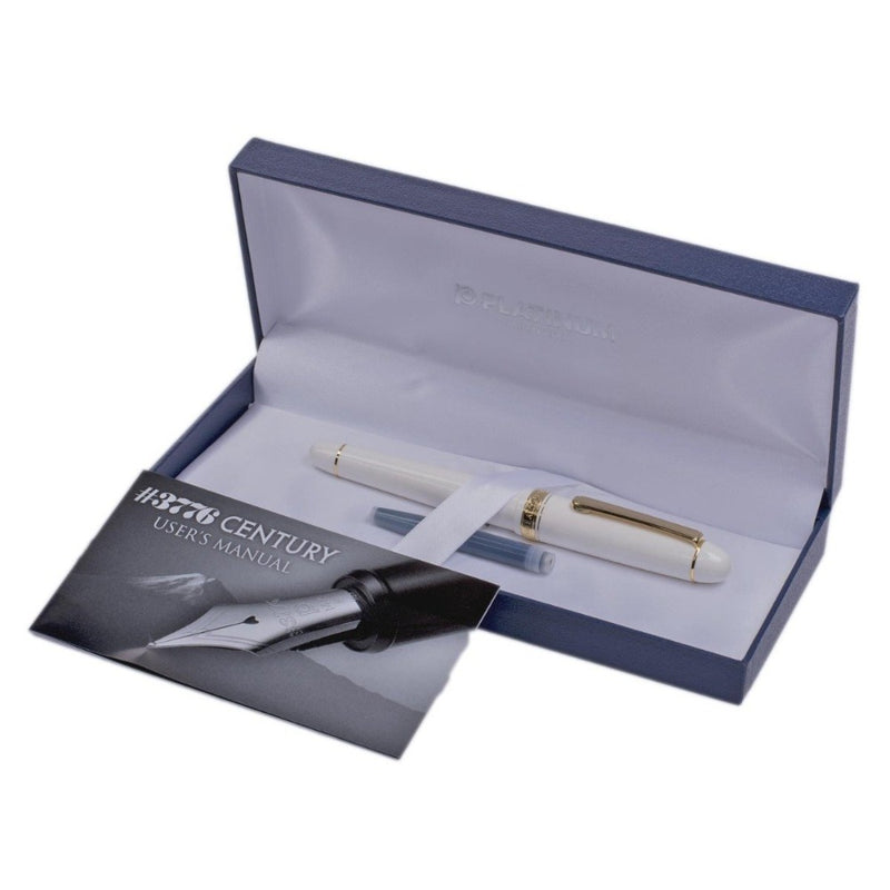 PLATINUM, Fountain Pen - #3776 CENTURY gold trim CHENONCEAU WHITE 6