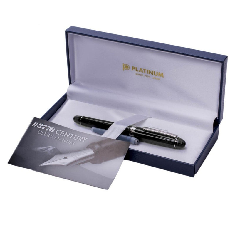PLATINUM, Fountain Pen - #3776 CENTURY silver trim BLACK DIAMOND 8