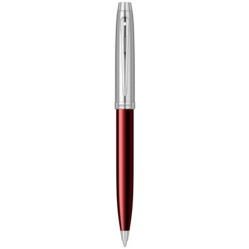 SHEAFFER, Ballpoint Pen - 100 TRANSLUCENT RED & BRUSHED CHROME NT 4