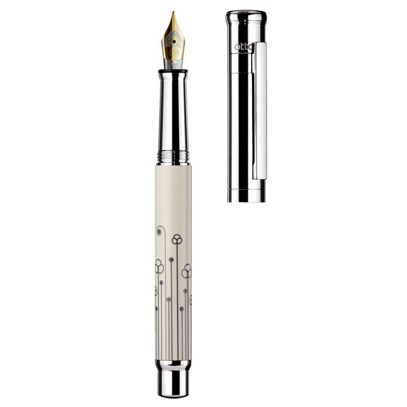 OTTO HUTT, Fountain pen - DESIGN 04 FLOWER PATTERN CREAM 18KT.