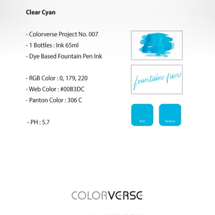 COLORVERSE, Ink Bottle - Project CLEAR CYAN (65ml) 3