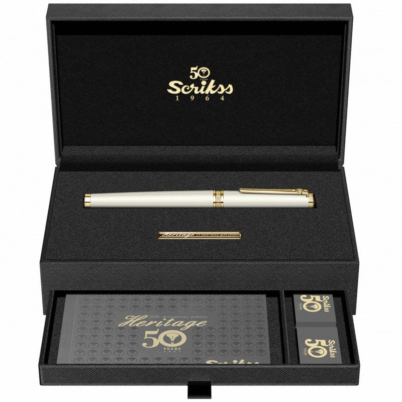SCRIKSS, Roller Pen - HERITAGE WHITE PEARL GT.