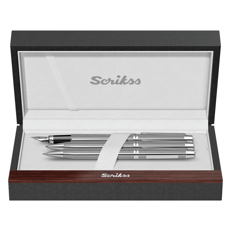 SCRIKSS, Fountain + Ballpoint Pen + Mechanical Pencil Set - VENUS 722 CHROME CT.