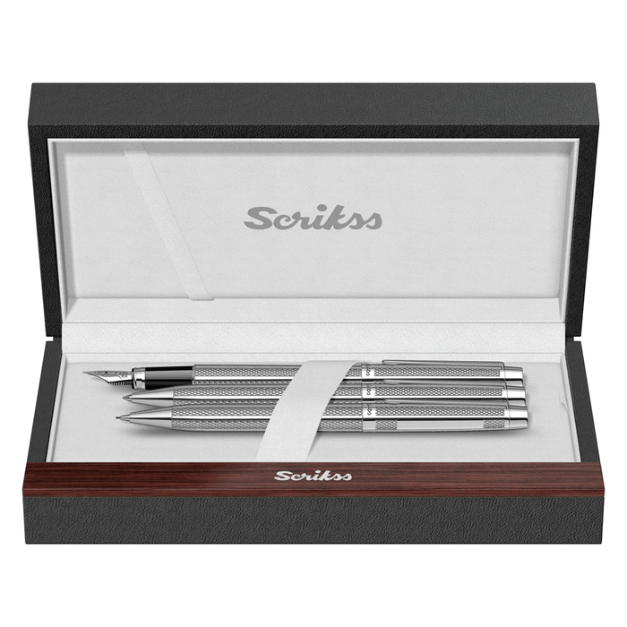 SCRIKSS, Fountain + Ballpoint Pen + Mechanical Pencil Set - VENUS 722 CHROME CT.