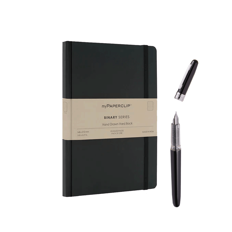 PLATINUM x myPAPERCLIP, Gift Set - Combo F4 BINARY Series NOTEBOOK BLACK Spine, PLAISIR BLACK.