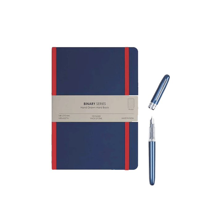 PLATINUM x myPAPERCLIP, Gift Set - Combo F4 BINARY Series NOTEBOOK BLUE with Red Spine, PLAISIR BLUE.