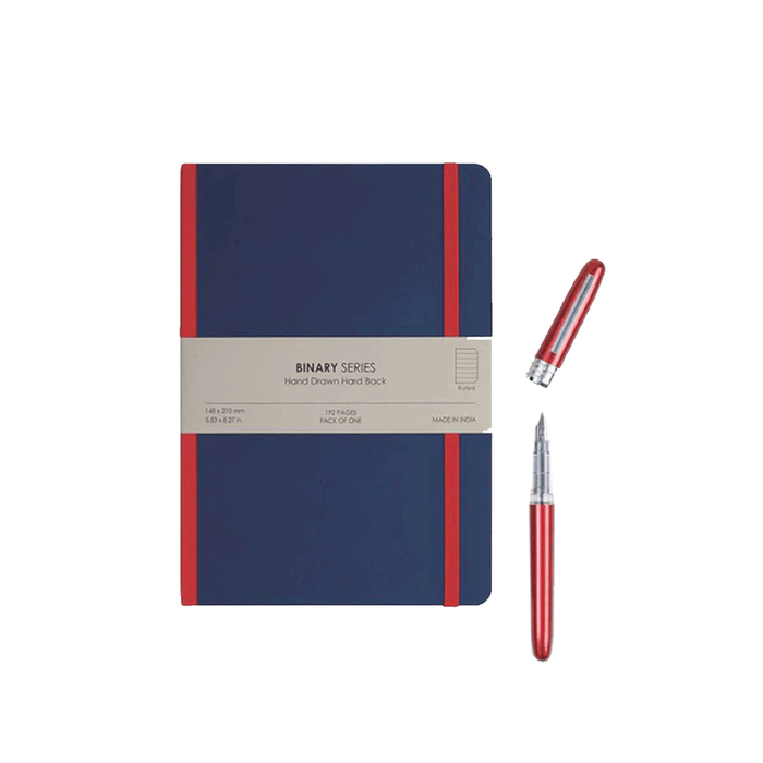 PLATINUM x myPAPERCLIP, Gift Set - Combo F4 BINARY Series NOTEBOOK BLUE with Red Spine, PLAISIR RED.