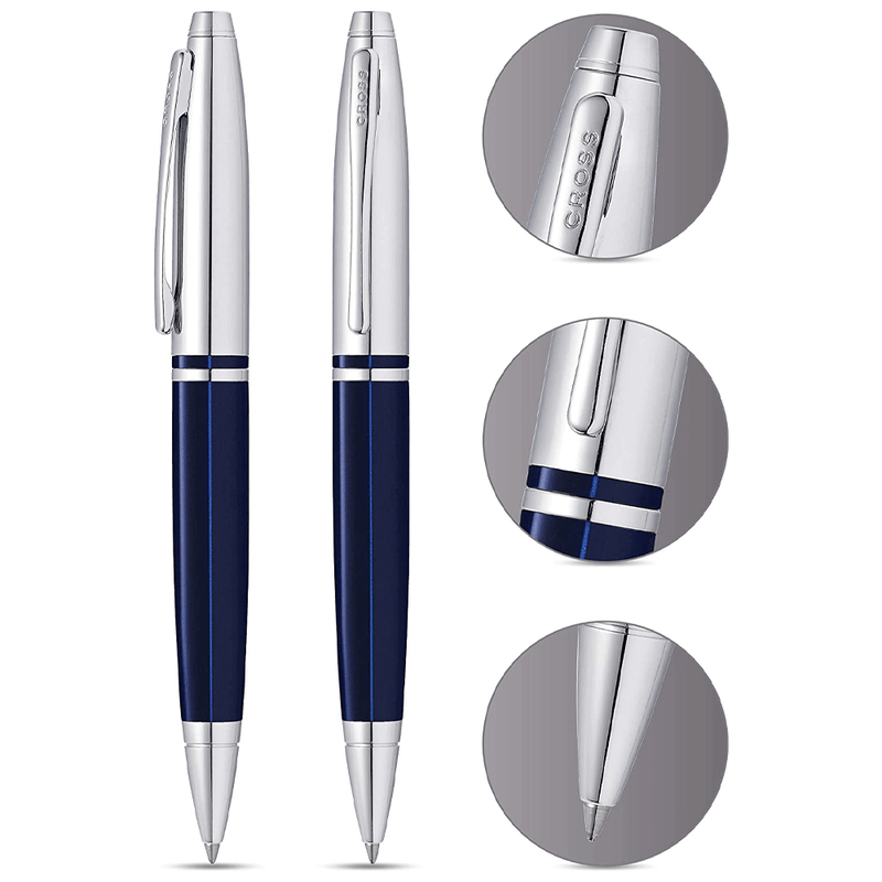 CROSS, Ballpoint Pen - CALAIS CHROME AND BLUE CT.